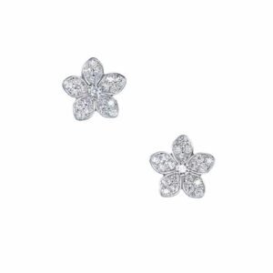 Light Luxury Full Diamond Inlaid Petal Sterling Silver Stud Earrings