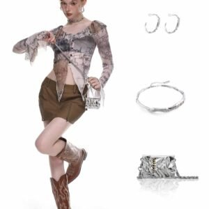 Trauma Series Gold And Silver C- Ring Earrings