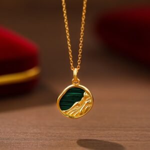 Female Earth Lava Peacock Stone Pendant Necklace