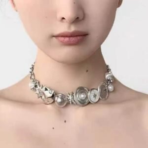 Fashion Personality Button Element Punk Niche Original Design Titanium Steel Necklace