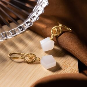Hollow Personality Geometric Earrings S925 Sterling Silver Gold Plated