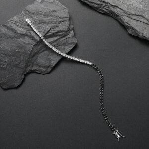 Hip Hop Ear Accessories Black Zirconium White Zirconium Tennis Bracelet