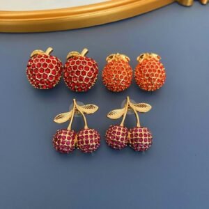 Fruit Earrings Full-jeweled Stud Earrings Women