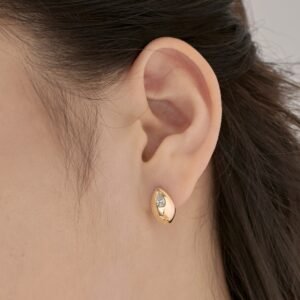 Silver S925 White Drop-shaped Pear-shaped Zircon Bezel Setting Glossy Design Small Beans Simple Fashion Design Ear Studs