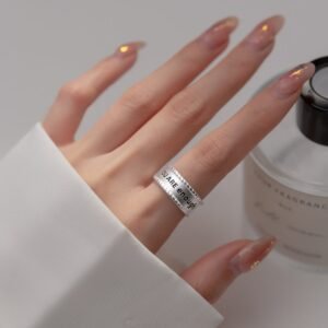 Fashion Texture Wide Face Letter Twist Ring