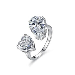 S925 Silver Moissanite Ring Women's Luxury Inlaid Special-shaped Heart