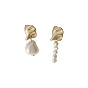 Shaped Freshwater Pearl Handmade Asymmetric Earrings