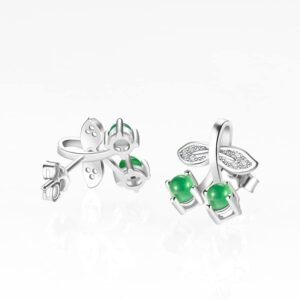 Natural A Cargo Emerald Cherry S925 Silver Inlaid Earrings