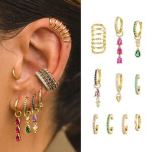 Exaggerated Horse Eye Multi-Diamond Copper-plated Gold Earrings