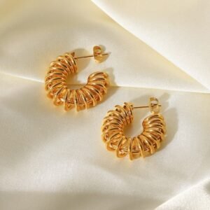 Titanium Steel Earrings Jewelry 18K Gold Stainless Steel Circle Geometry