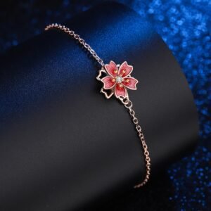 S925 Rotatable Sterling Silver Peach Blossom Bracelet