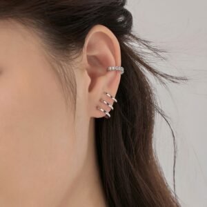 S925 Sterling Silver Multi-layer Line Twin Simple Fashion Design Small Women's Ear Studs