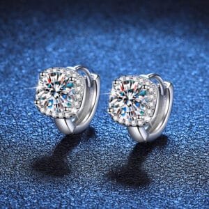 S925 Silver Moissanite Earrings Classic Elegant Square Bag